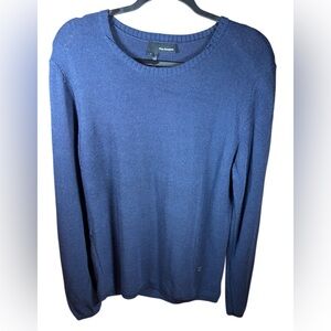 The Kooples Navy Blue Crewneck Knit Sweater Top Cotton Blend Long Sleeve L